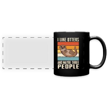 Loutre de mer - Mug panoramique uni - noir - Devant