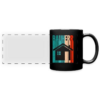 Richtfest Eigenheim Bauherr - Panorama-Tasse farbig - Schwarz - Vorne