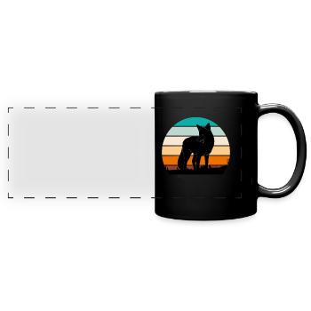 Vintage Fuchs Jäger Jagd - Panorama-Tasse farbig - Schwarz - Vorne