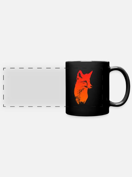 Fuchskopf Fuchs Fuchsjagd Jäger - Panorama-Tasse farbig - Schwarz