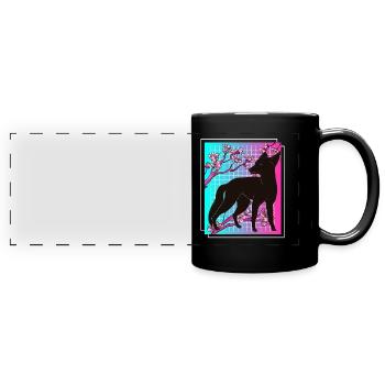 Kiteune japanischer Fuchs - Panorama-Tasse farbig - Schwarz - Vorne