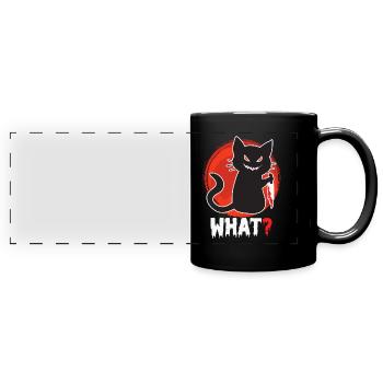 Chat tueur Halloween - Mug panoramique uni - noir - Devant