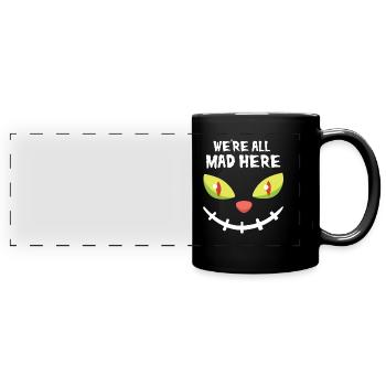 Grinsekatze Halloween Katze - Panorama-Tasse farbig - Schwarz - Vorne