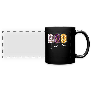 Boo Halloween - Panorama-Tasse farbig - Schwarz - Vorne