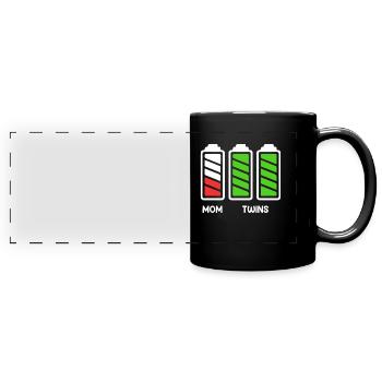Twin mom Mother of 2 Pregnant with twins - Full Colour Panoramic Mug - black - Front