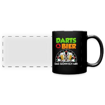 Darts & Bier das Gönn ich mir Dartspieler - Panorama-Tasse farbig - Schwarz - Vorne