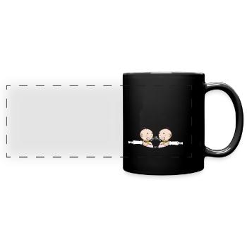 Mother Twins Siblings Young Girls Mama - Full Colour Panoramic Mug - black - Front