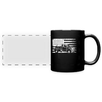 Abschleppwagen Truck Abschlepper - Panorama-Tasse farbig - Schwarz - Vorne