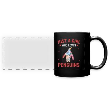 Pinguin Pinguine Tier - Panorama-Tasse farbig - Schwarz - Vorne