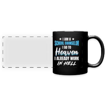 Ich arbeite in der Hölle Schulbegleiter - Panorama-Tasse farbig - Schwarz - Vorne