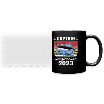 Capitaine 2023 bateau titulaire d’un permis bateau - Mug panoramique uni - noir - Devant