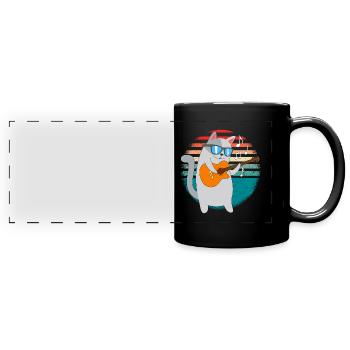 Katzenjammer Katze plays the guitar - Full Colour Panoramic Mug - black - Front