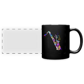 Jazz Band Orchester Ich spiele Saxophon - Panorama-Tasse farbig - Schwarz - Vorne
