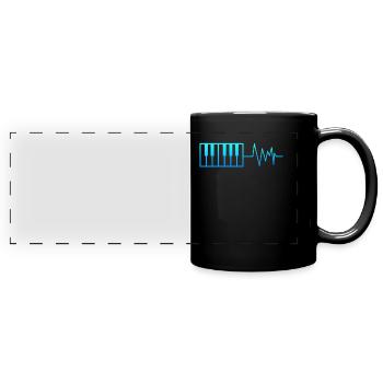 Musik mein Herz schlägt für Klavier - Panorama-Tasse farbig - Schwarz - Vorne