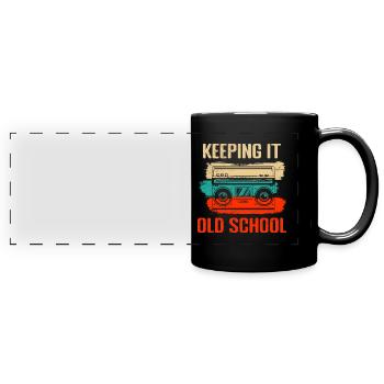 Laisse ça à l'ancienne, j'écoute des cassettes - Mug panoramique uni - noir - Devant