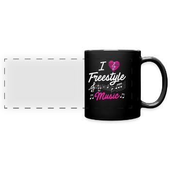 Ich liebe Freestyle Musik - Panorama-Tasse farbig - Schwarz - Vorne