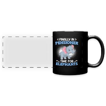 Time for elephants Zoo visitors pension - Full Colour Panoramic Mug - black - Front