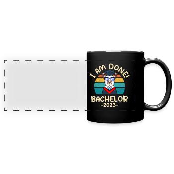 Ich habe fertig Bachelor 2023 Lama - Panorama-Tasse farbig - Schwarz - Vorne