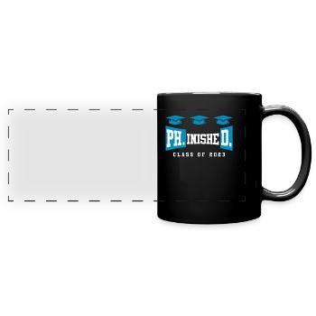 Phinished Ph.D Abschluss 2023 Doktor Doktortitel - Panorama-Tasse farbig - Schwarz - Vorne