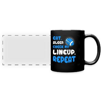 Mangez Dormez Vérifiez ma programmation Répétez Fantasy Football - Mug panoramique uni - noir - Devant