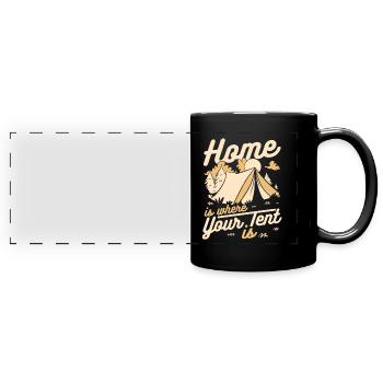 Camping Campfire Campground Campsite Tents - Full Colour Panoramic Mug - black - Front