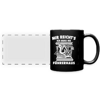 Kranfahrer Kranführer Kran - Panorama-Tasse farbig - Schwarz - Vorne