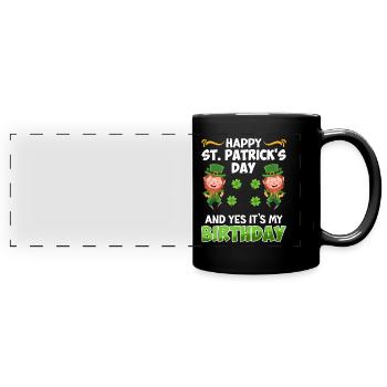 Anniversaire le jour de la Saint-Patrick Anniversaire - Mug panoramique uni - noir - Devant