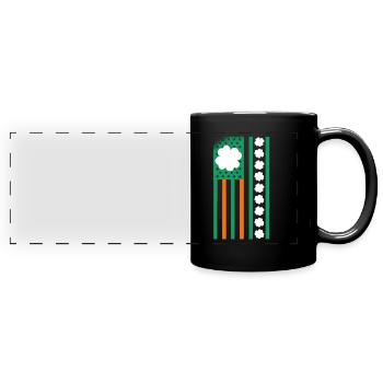 USA St. Patrick's Day Clover Leaves USA Flag - Full Colour Panoramic Mug - black - Front