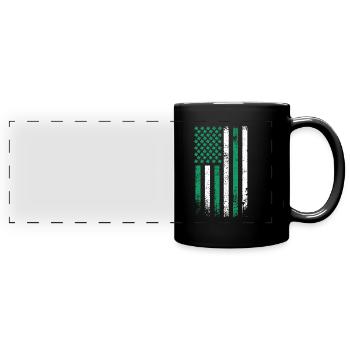 USA St. Patrick's Day Clover Leaves USA Flag - Full Colour Panoramic Mug - black - Front