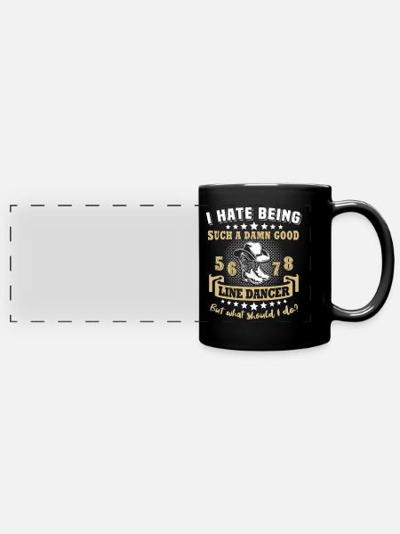 Line Dancing - Panorama-Tasse farbig - Schwarz