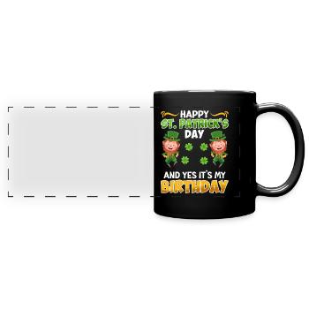 Anniversaire le jour de la Saint-Patrick Anniversaire - Mug panoramique uni - noir - Devant