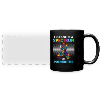 Autism I believe in a spectrum of - Full Colour Panoramic Mug - black - Front