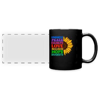 Inclusion Acceptation Gentillesse Solidarité - Mug panoramique uni - noir - Devant