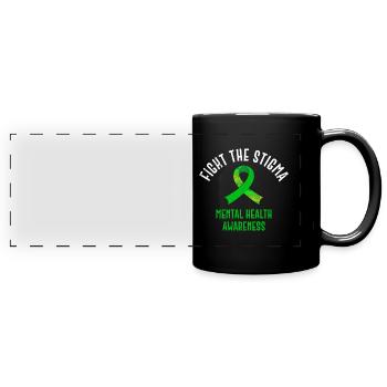 Mentale Gesundheit fördern Fight the Stigma - Panorama-Tasse farbig - Schwarz - Vorne