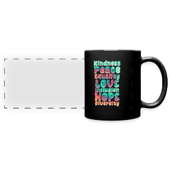 Inclusion Acceptation Gentillesse Solidarité - Mug panoramique uni - noir - Devant
