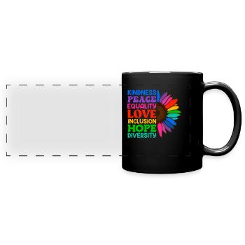 Inklusion Akzeptanz Freundlichkeit Solidarität - Panorama-Tasse farbig - Schwarz - Vorne