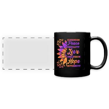 Inklusion Freundlichkeit Frieden Hoffnung - Panorama-Tasse farbig - Schwarz - Vorne