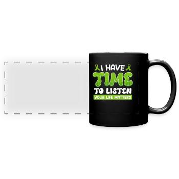 Mental Health Your Life Matters Self-Respect - Full Colour Panoramic Mug - black - Front