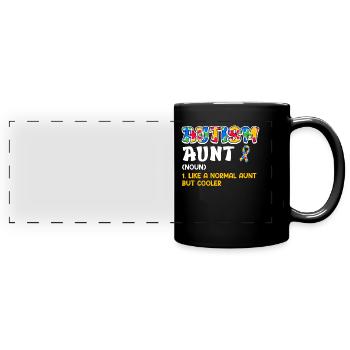 Autism Awareness Aunt autistic child - Full Colour Panoramic Mug - black - Front