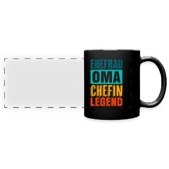 Oma Ehefrau und Chefin Muttertag super Oma - Panorama-Tasse farbig - Schwarz - Vorne
