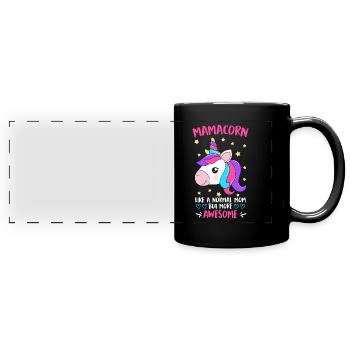 Mamacorn Cool Licorne Fan Maman Mères - Mug panoramique uni - noir - Devant