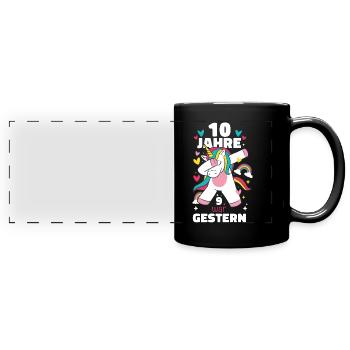 Geburtstagsgeschenk 10 Jahre Geburtstagskind - Panorama-Tasse farbig - Schwarz - Vorne