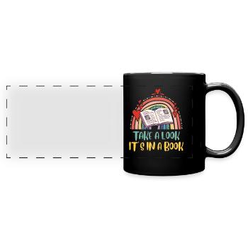 Jetez un oeil C’est dans un livre Amoureux du livre et du livre - Mug panoramique uni - noir - Devant