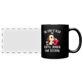La vie est meilleure avec Coffee Dogs et Books - Mug panoramique uni - noir - Devant