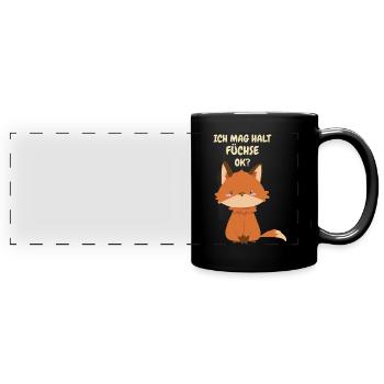 Fuchs Füchse Wildtier Waldtier Rotfuchs - Panorama-Tasse farbig - Schwarz - Vorne