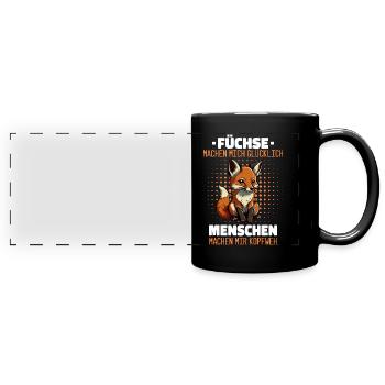 Fuchs Füchse Wildtier Waldtier Rotfuchs - Panorama-Tasse farbig - Schwarz - Vorne