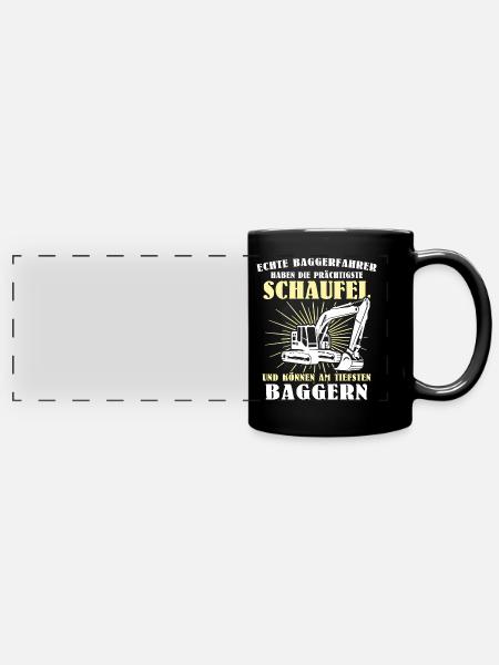 Bagger Baggerfahrer - Panorama-Tasse farbig - Schwarz