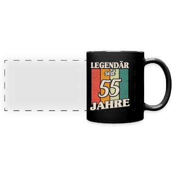 Geschenk 55 Jahre Geburtstagskind - Panorama-Tasse farbig - Schwarz - Vorne