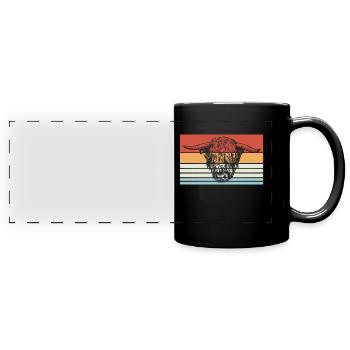 Vache bovine des Highlands - Mug panoramique uni - noir - Devant