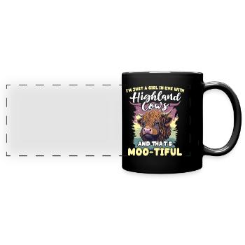 Highland Cattle Girl Cattle Cow - Mug panoramique uni - noir - Devant
